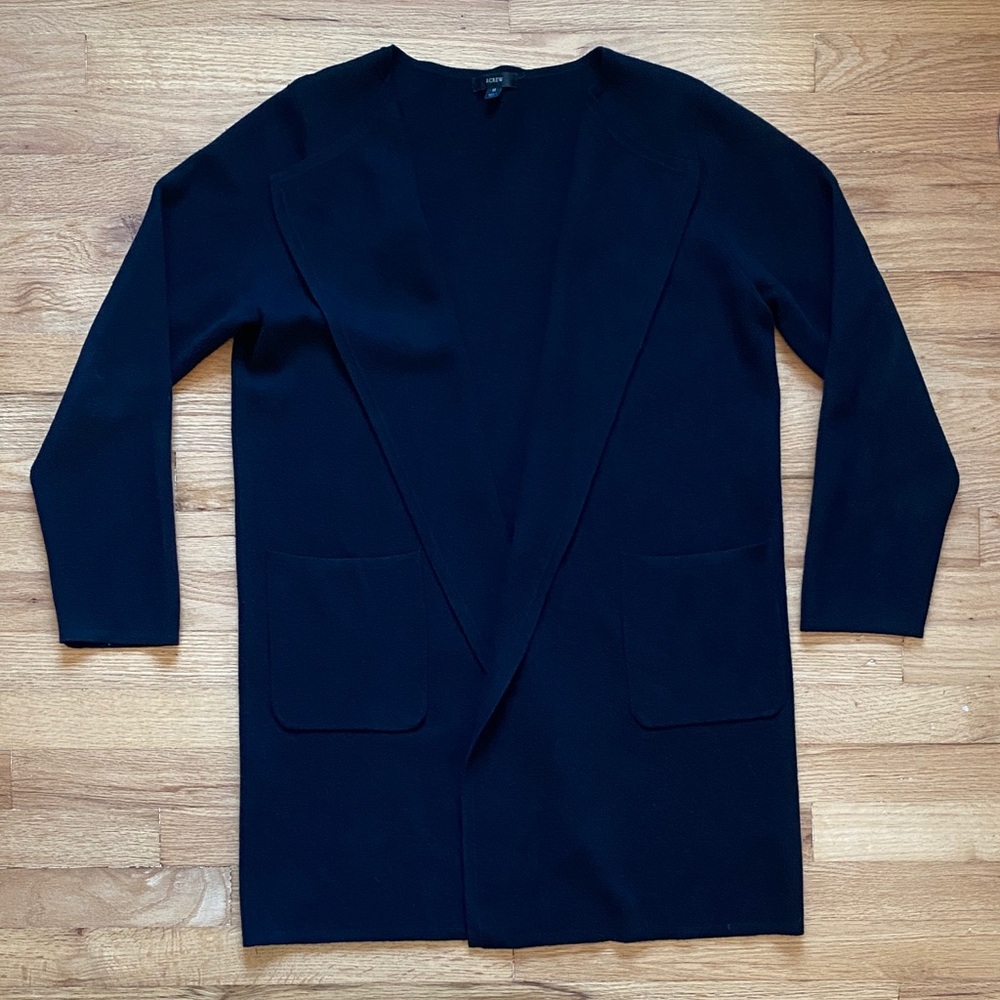 J.Crew Juliette Collarless Sweater Blazer Black